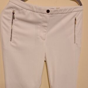Calvin Klein Cream Pants with Silver Button